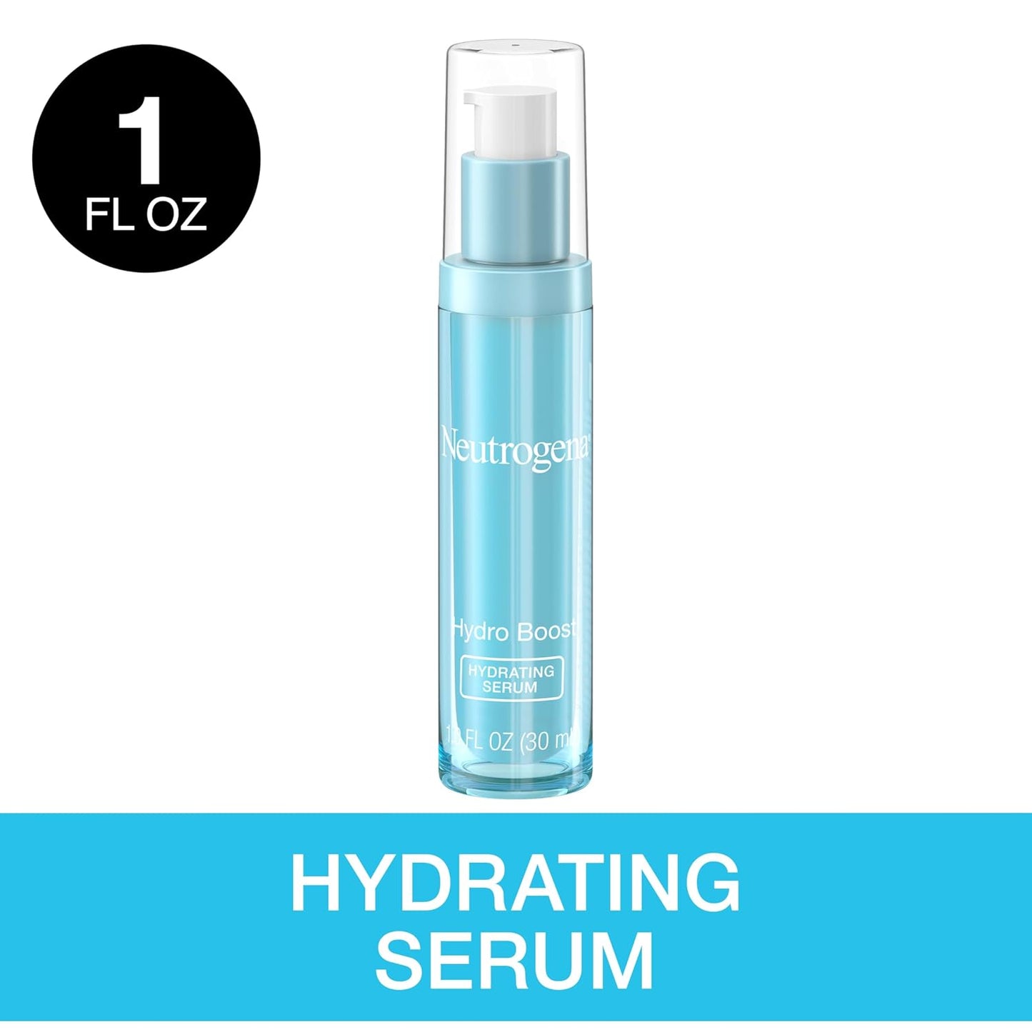 Neutrogena Hydro Boost Hydrating Hyaluronic Acid Serum, Hydrating Face Moisturizer For Dry Skin, Oil-Free Non-Comedogenic Moisturizer, 1 FL OZ