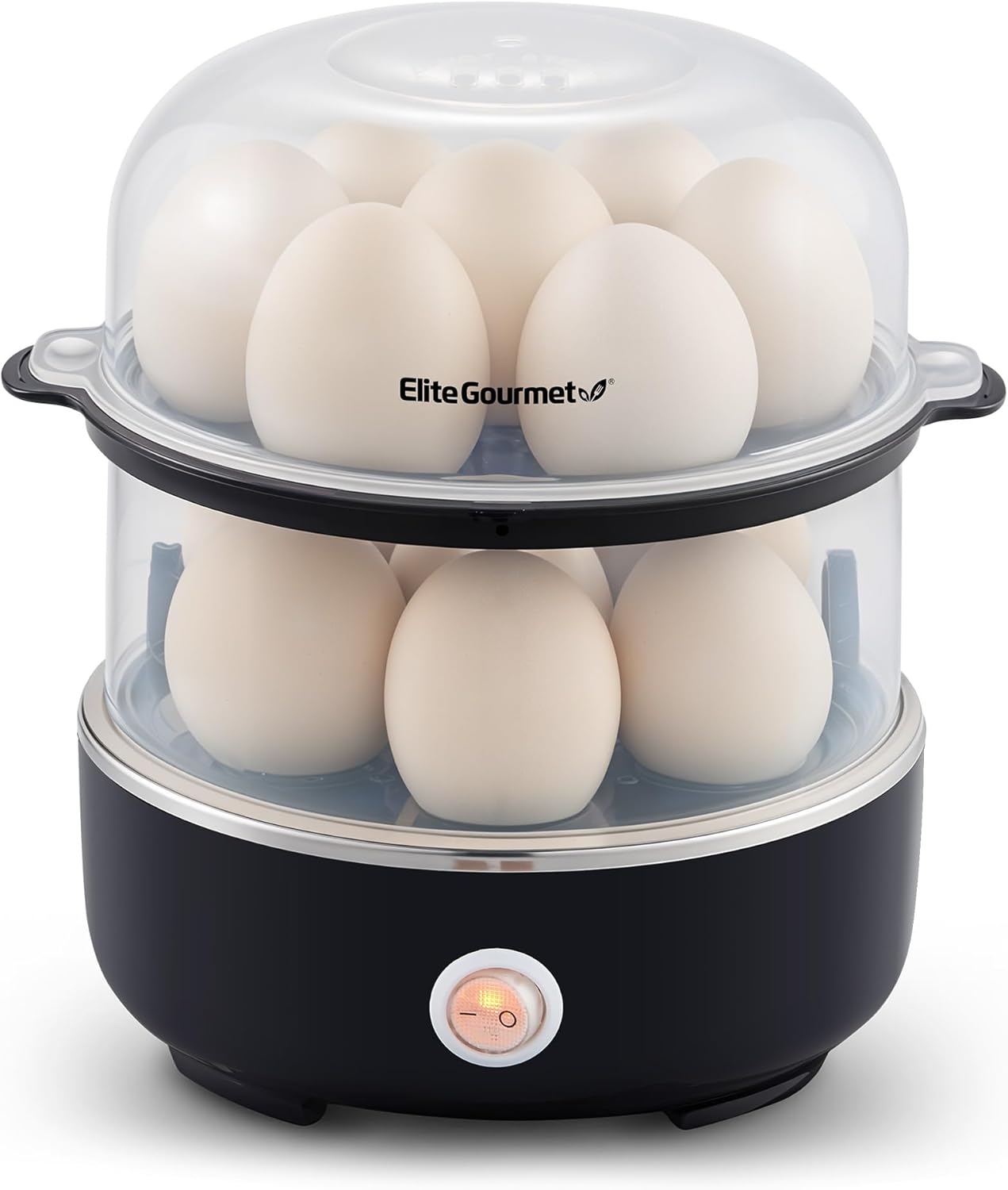Elite Gourmet EGC115B Easy Egg Cooker Electric 7-Egg Capacity, Soft, Medium, Hard-Boiled Egg Cooker with Auto Shut-Off, Measuring Cup Included, BPA Free, Classic Black