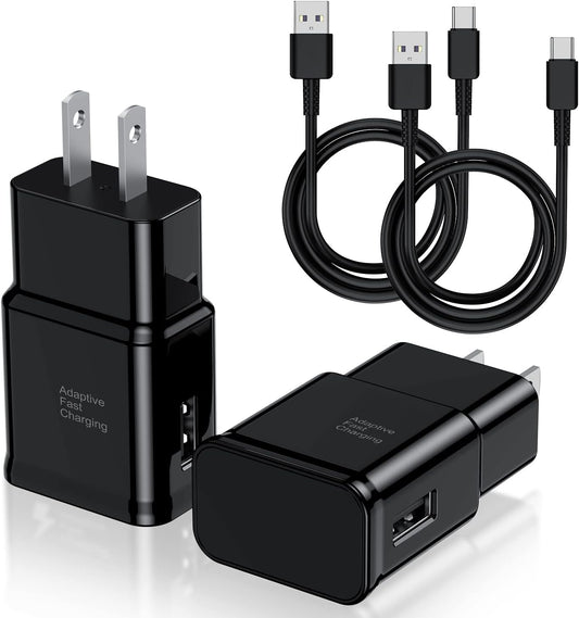 Type C Charger Fast Charging, 2 Pack USB C Android Phone Wall Charger Block & 6ft Charge Cable Cord, for Samsung Galaxy S8 / S9 / S10 Plus Active S10e, S20 / S21 Ultra Plus, Note 8 9 10, Pixel 3 etc