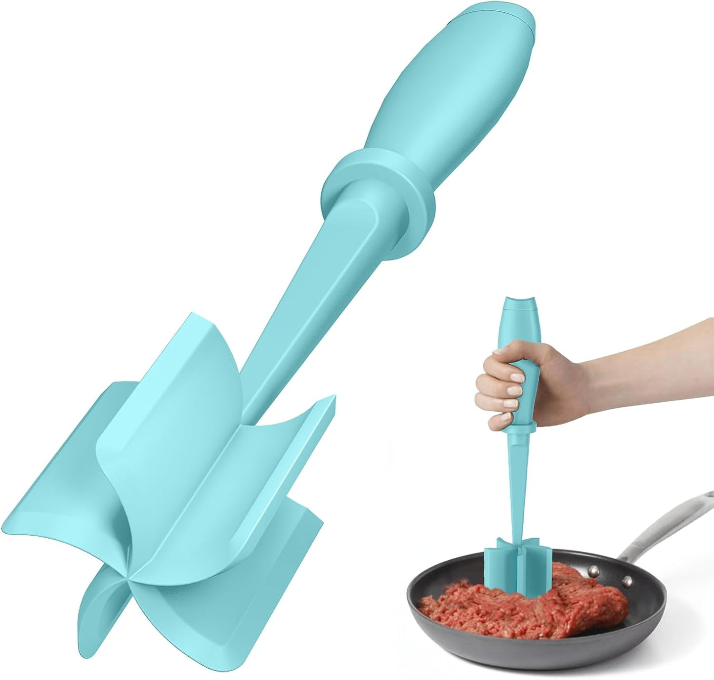 Meat Chopper, Hamburger Grinder, Premium Heat Resistant Smasher for Ground Beef, Burger Grinder Nylon Potato Mix Tool, Meat & Poultry Tenderizers-Black