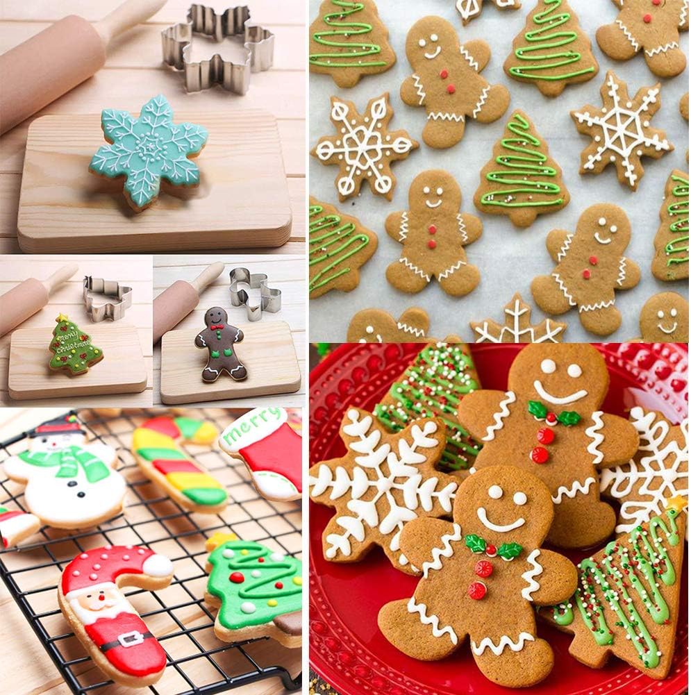 Christmas Cookie Cutter Set - 5 Piece Holiday Cookies Molds - Snowman, Christmas Tree, Gingerbread Man, Candy Cane, Snowflake