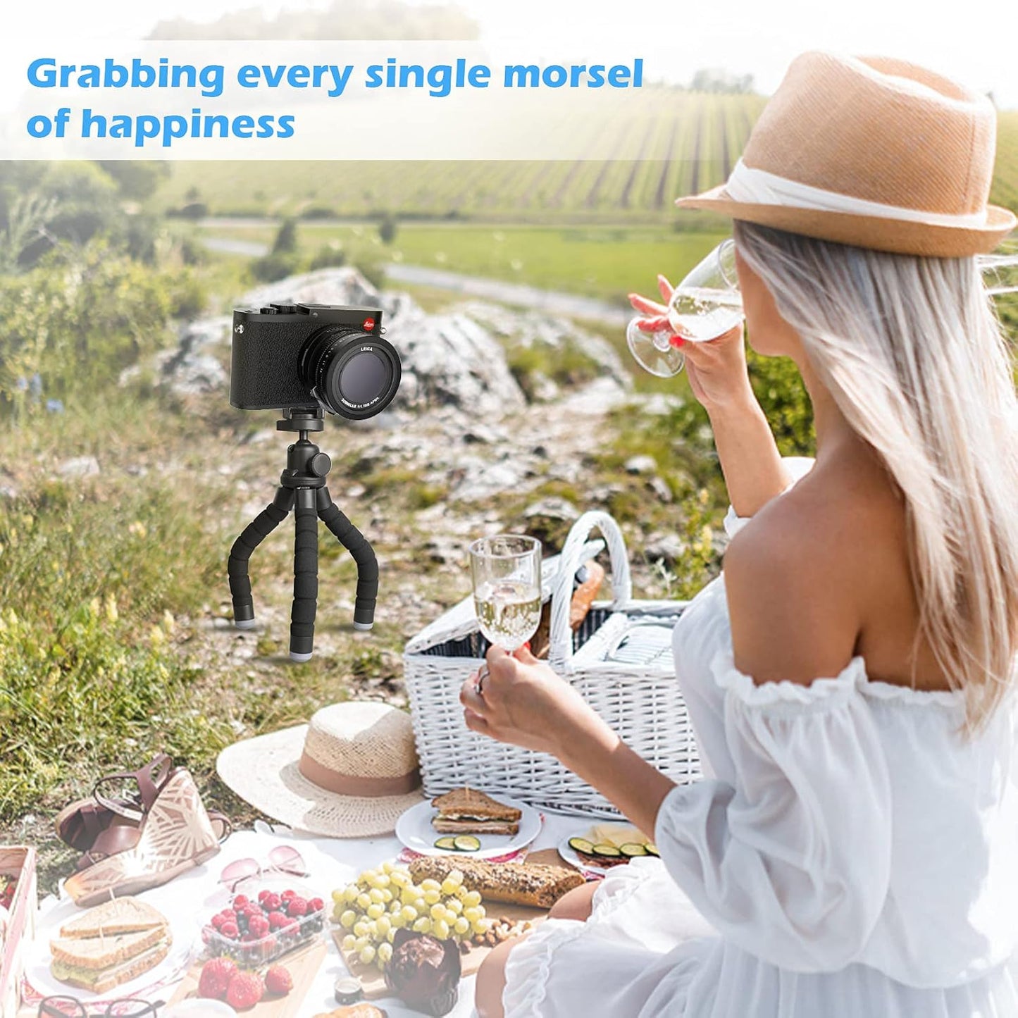 Ubeesize Phone Tripod, Portable and Flexible Tripods with Wireless Remote and Clip, Cell Phone Tripode Stand for Video Recording