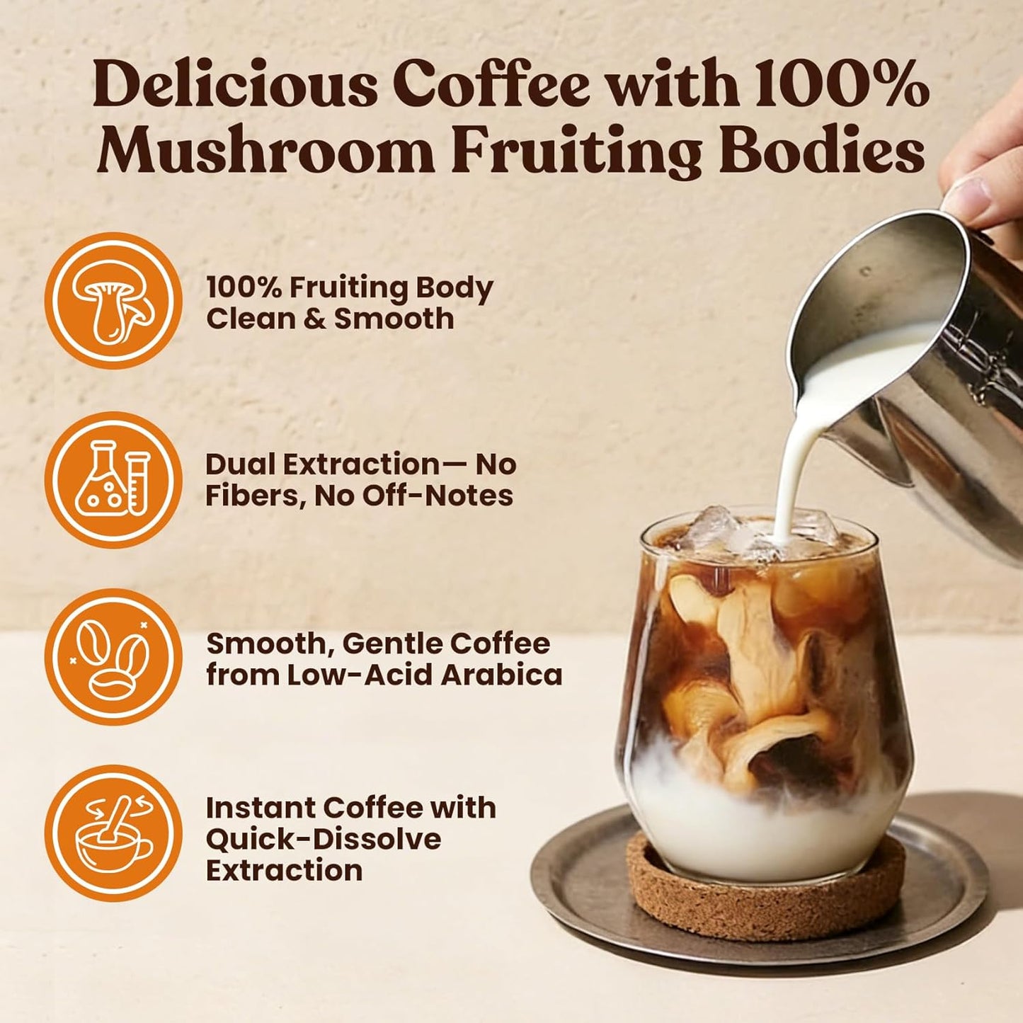 Venture Pal 48000mg Mushroom Coffee with 12 Adaptogenic Mushrooms, Lion's Mane, Cordyceps, Turkey tail, Reishi, Ashwagandha & Probiotics, Instant Coffee for Focus, Digestion & Immunity, 40 Servings