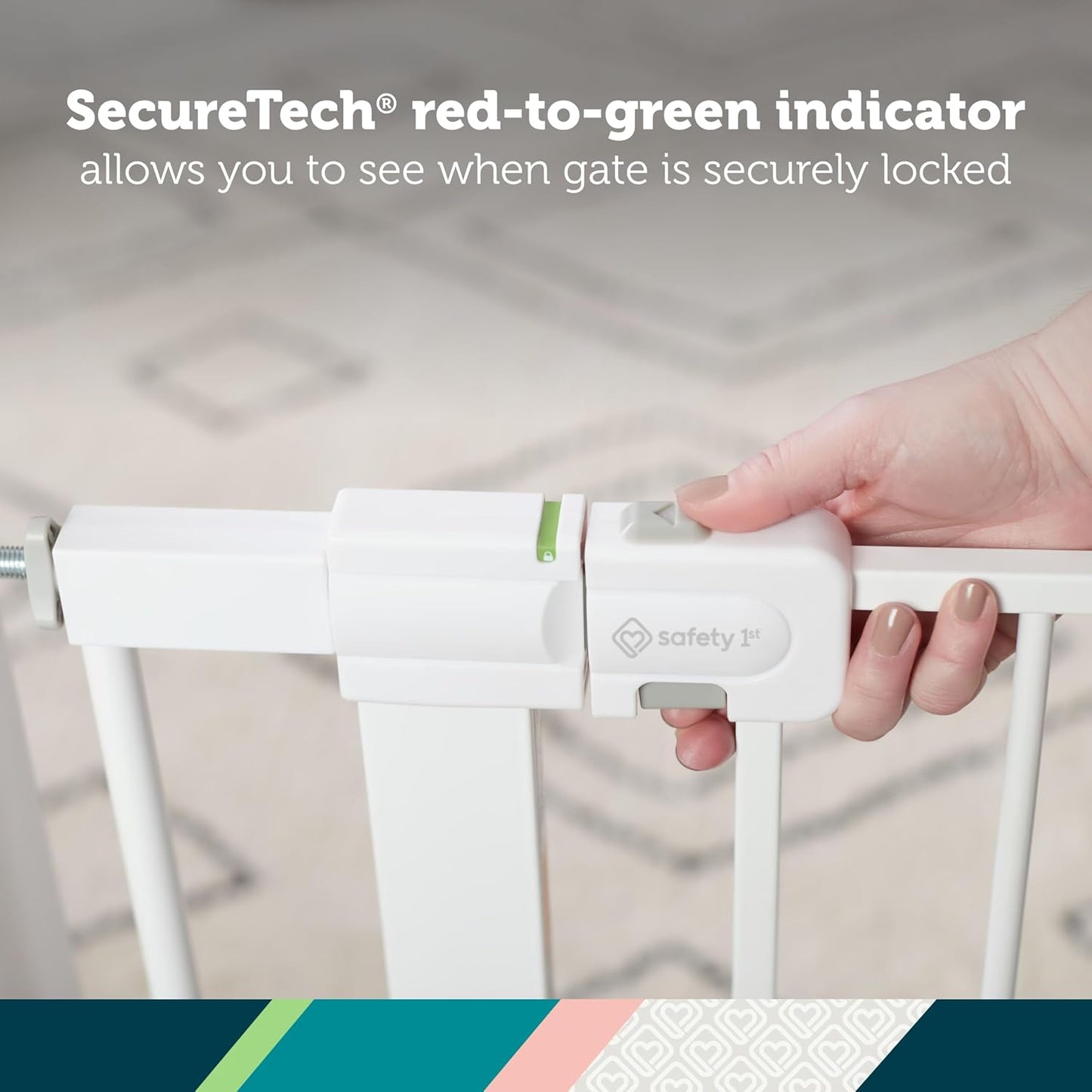 Safety 1st Easy Install Walk-Thru Baby Gate with Door – White, 28” Tall, Fits 29”–38” Doorways