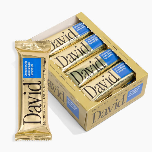 David High Protein Bars No Sugar - 28g Protein, 150 Calories, Gluten Free, Low Carb, Sugar Free, Chocolate Chip Cookie Dough