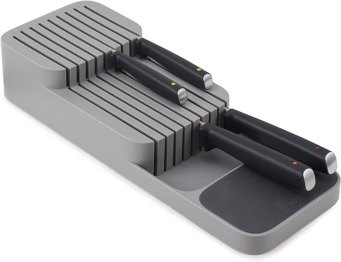 Joseph Joseph DrawerStore Knife Organizer, holds up to 9 knives, Kitchen Organization & Drawer Storage – Compact, Grey