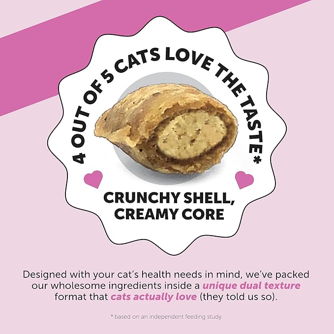 Cat Multivitamin Crunchy & Creamy Chews - Cat Treats for Health + Immune, Joint Support, Skin & Coat, & Digestion - Vitamins with Omega 3s, Lysine & Probiotics (30 Day Supply)