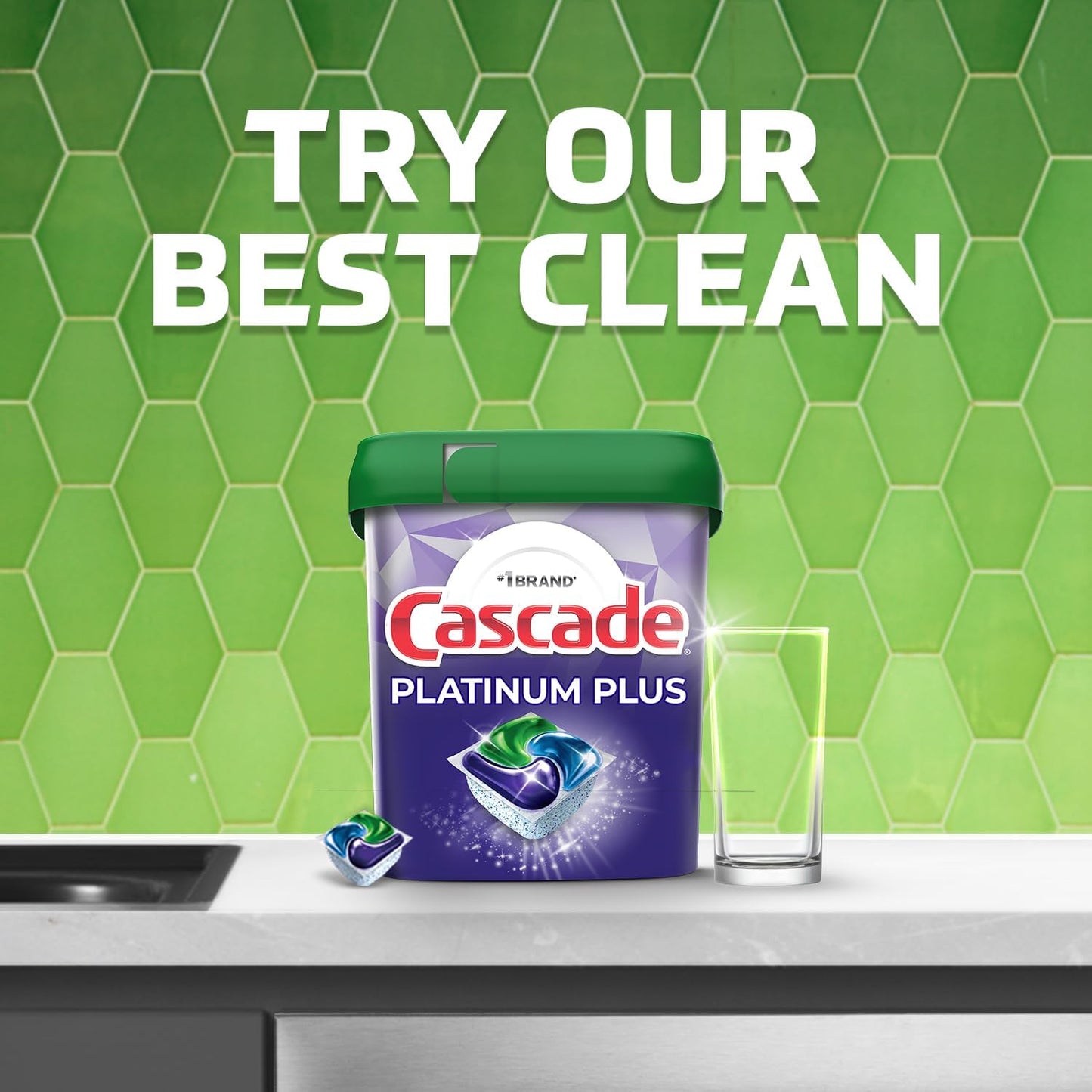 Cascade Platinum Power Boost Dishwasher Pods, Dishwasher Detergent, Dishwasher Soap, Dish Tabs, Dishwashing Tablets, Dish Detergent, Lemon, Actionpacs, 37 Count