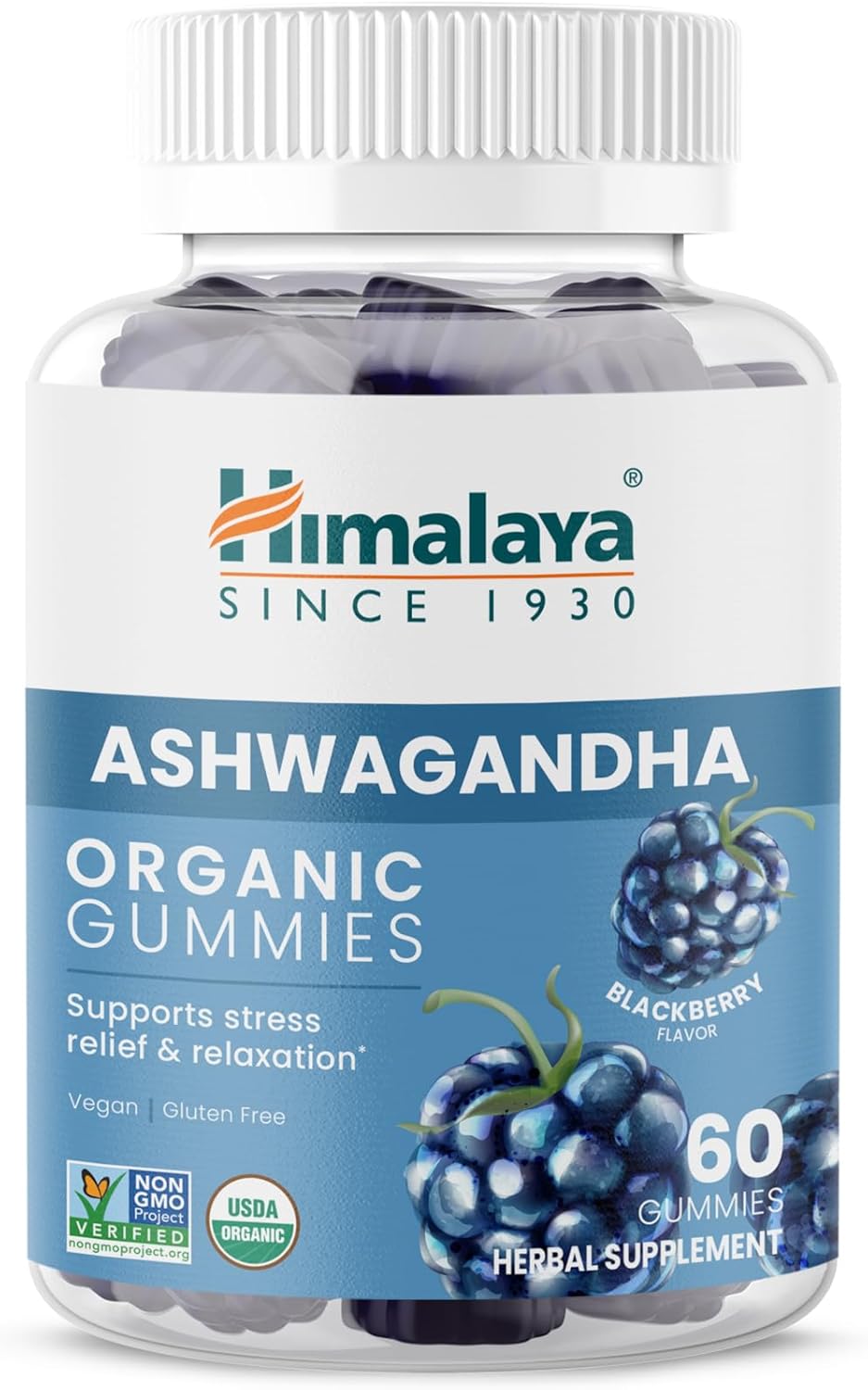 Himalaya Organic Ashwagandha Root, 2 Month Supply - Herbal Adrenal Support Supplements for Stress Relief and Energy Support - USDA Organic, Non-GMO, Vegan, Gluten Free, 670 mg, 60 Caplets