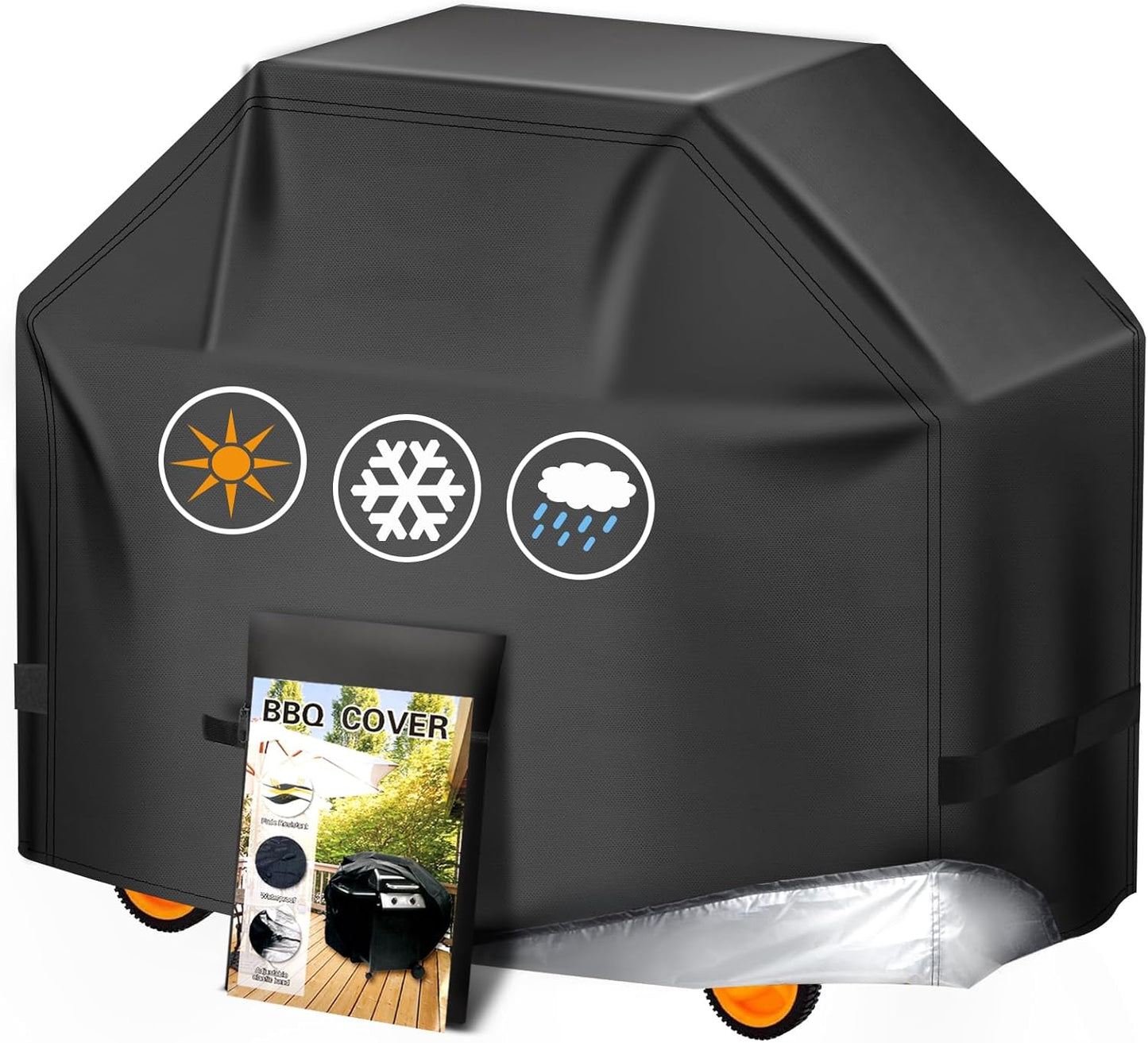 Grill Cover, 58 inch BBQ Gas Grill Cover for Outdoor Grill, Charbroil Grill Cover Barbecue Waterproof, Anti-UV for Weber Char-Broil Monument, Dyna-glo Nexgrill Spun Polyester