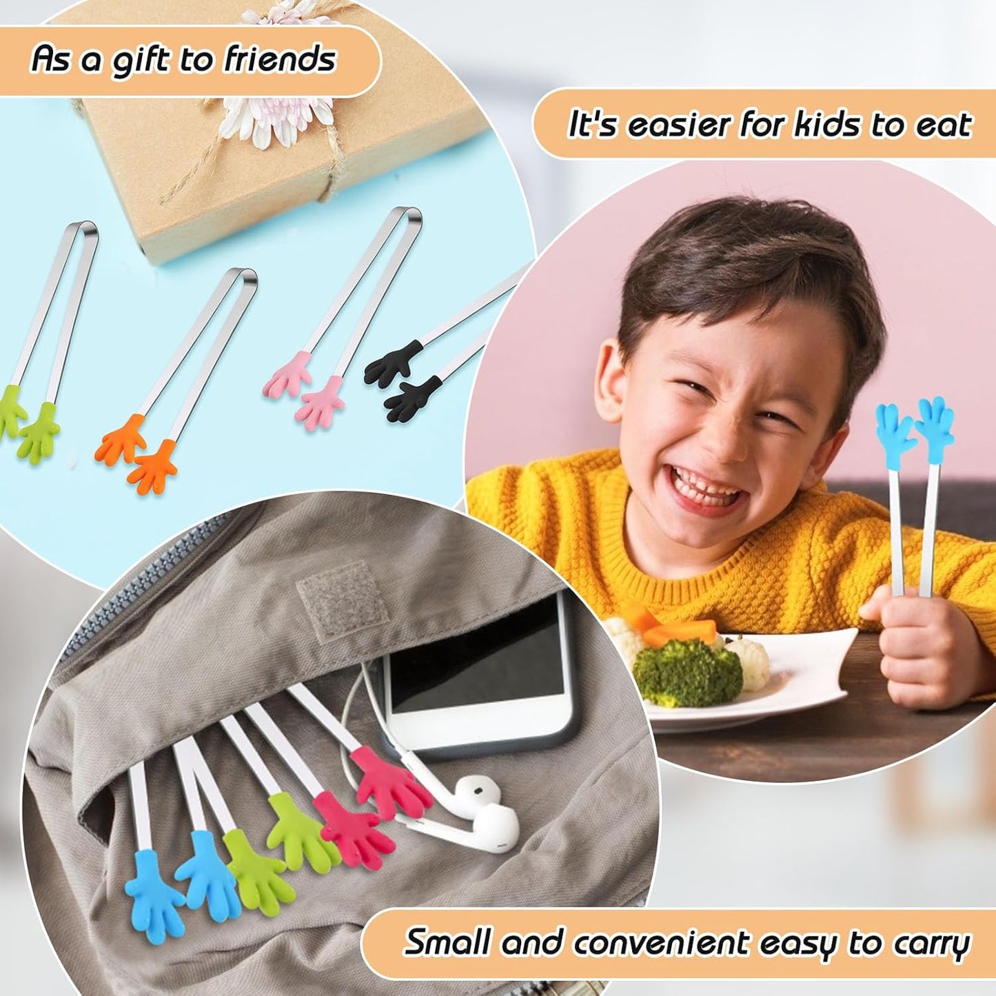 Shindel Small Tongs, 5.1" Mini Metal Tongs for Serving Food, Cute Kitchen Tool for Candy, Snacks, Chips, Cookies, Appetizers, Fruit, Pickles & Ice Cubes, Great for Party, Buffet & Dessert Table