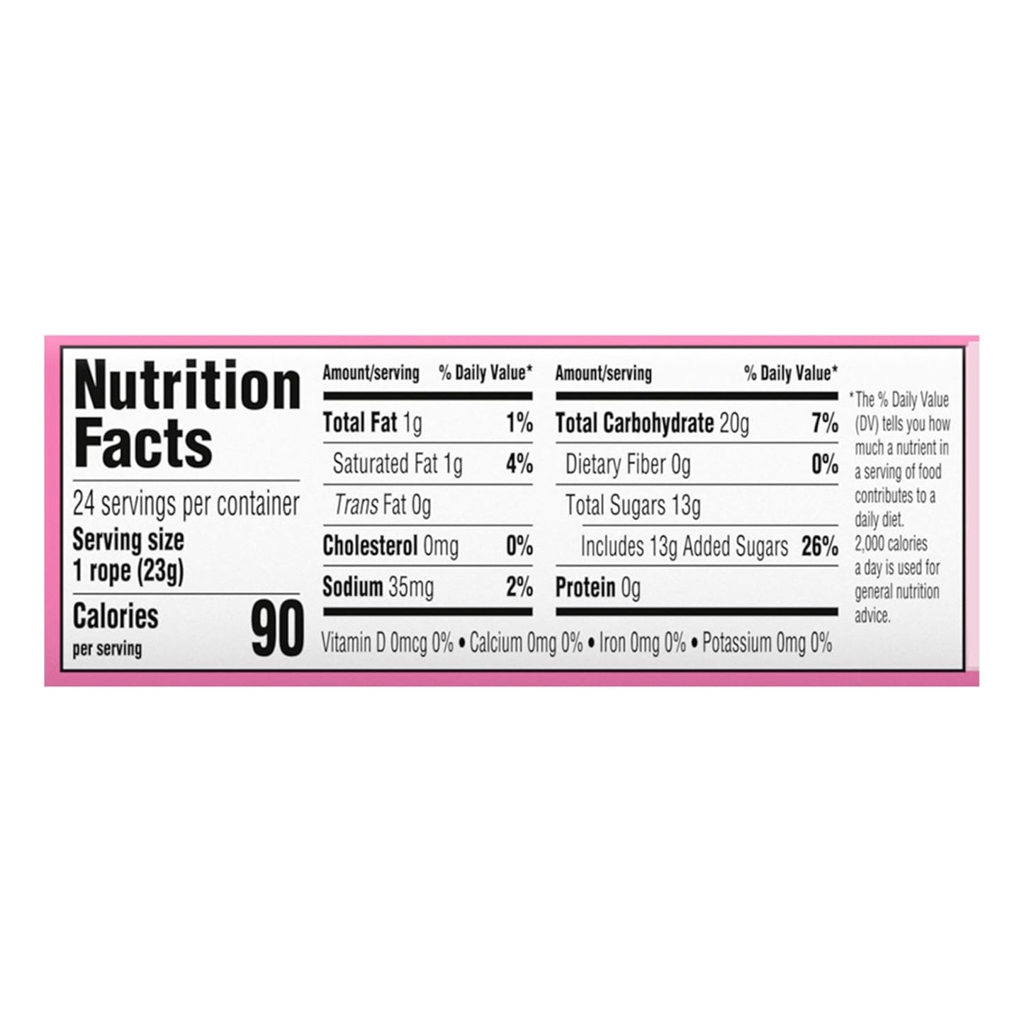 Laffy Taffy Strawberry Ropes, 0.81 Ounce Each, Pack of 24 Individually Wrapped Treats