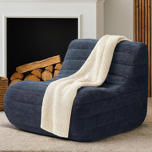 Bean Bag Chair, Fireside Bean Bags Lazy Sofa Sack, Big Beanbag Chair Floor Couch, Memory Foam Lounge Chair for Bedroom, Living Room, Office and Home (Gray)