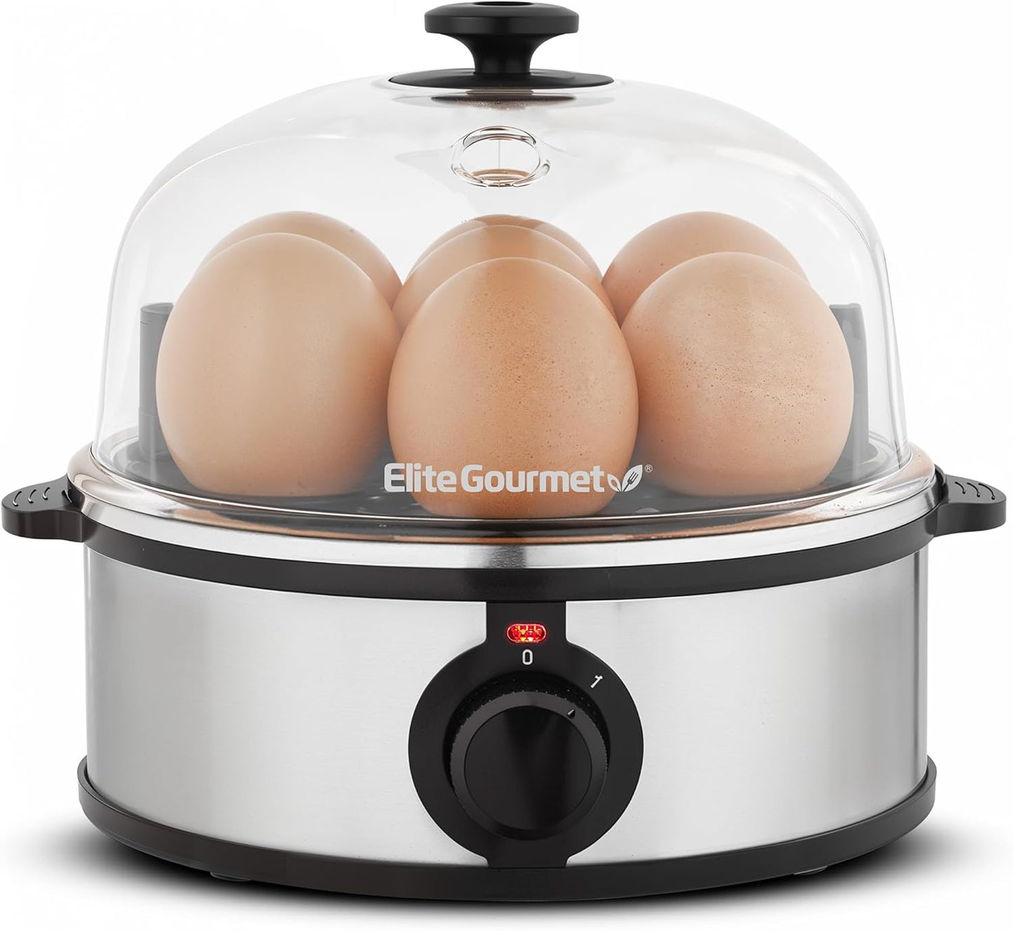 Elite Gourmet EGC115B Easy Egg Cooker Electric 7-Egg Capacity, Soft, Medium, Hard-Boiled Egg Cooker with Auto Shut-Off, Measuring Cup Included, BPA Free, Classic Black