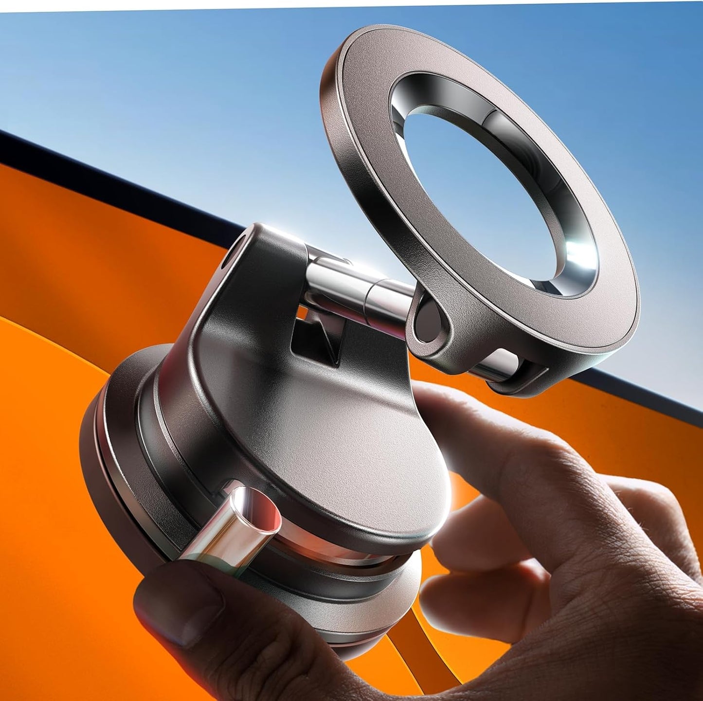 LISEN Vacuum Magnetic Phone Holder for Car, Magsafe Car Mount 360 Adjustable Vacuum Suction Cup, Phone Mount for Car Accessories/Windshield/Mirror/Kitchen/Gym for iPhone 17 Pro Max 16 15 14 13