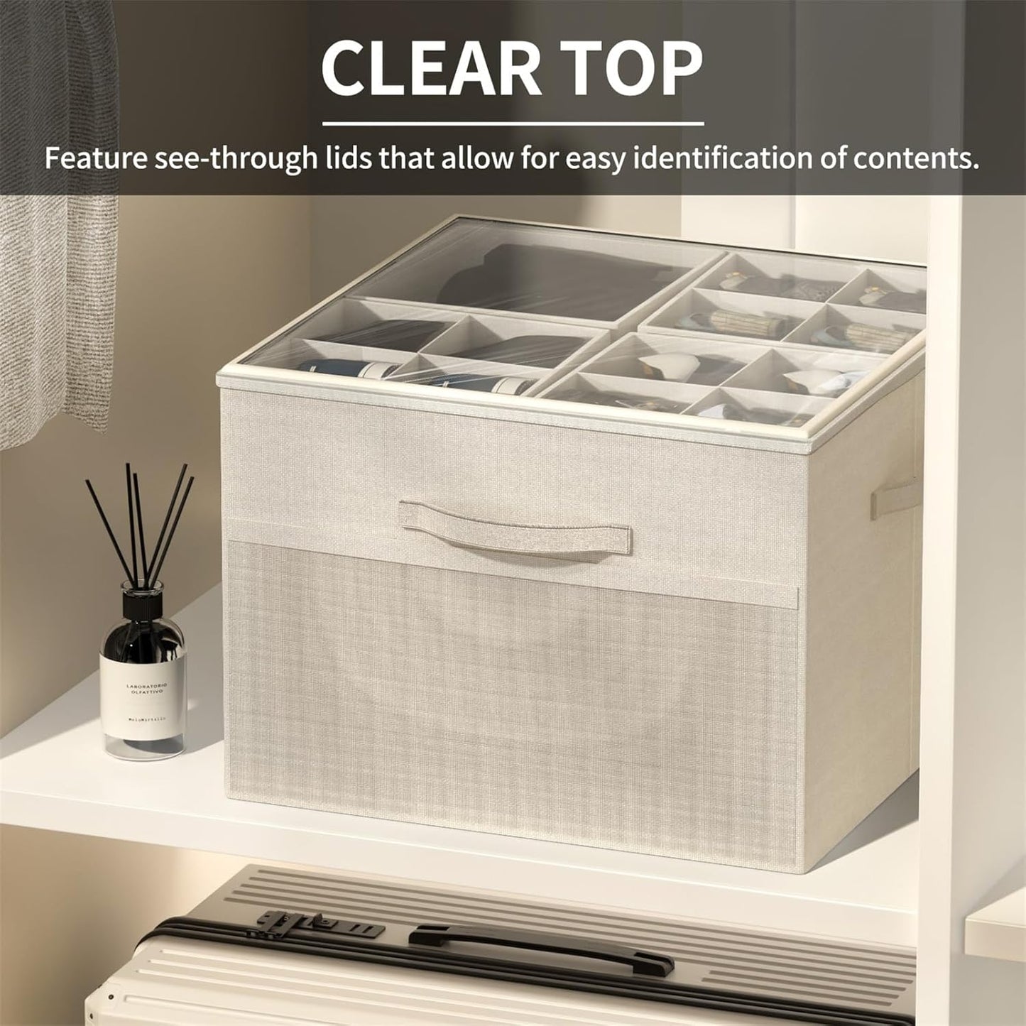 Aokeyee Shoe Organizer for Closet,2 Pack Foldable Shoe Storage Organizer Box Bin with Adjustable Dividers and Clear Cover, Fits up to 16-32 Pairs