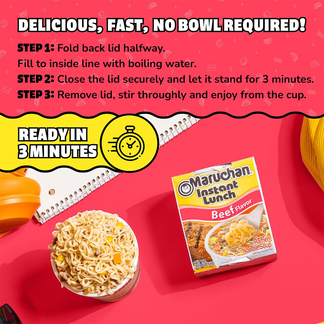 Maruchan Instant Lunch Beef, 2.25 Oz, Pack of 12