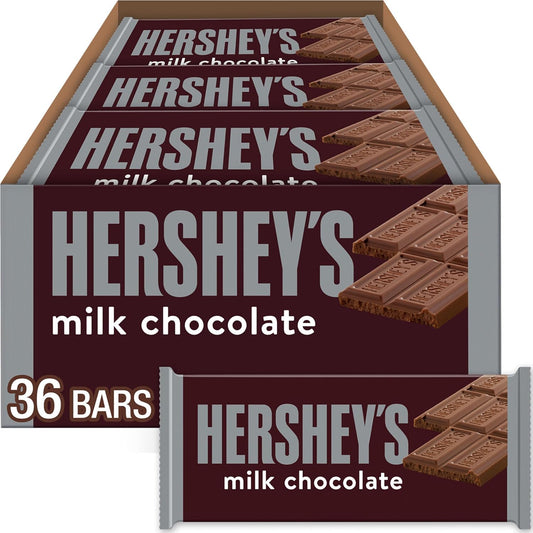 Hersheys milk chocolate bulk candy bars, 36 count, 1.55 oz each, kosher and gluten free