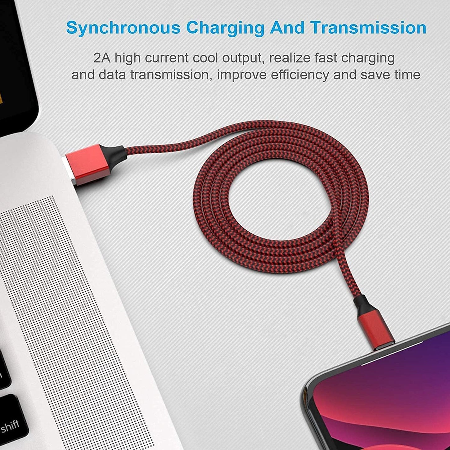 [Apple MFi Certified] 6Pack 3/3/6/6/6/10 FT iPhone Charger Nylon Braided Fast Charging Lightning Cable Compatible iPhone 14 Pro/13 mini/13/12/11 Pro MAX/XR/XS/8/7/Plus/6S/SE/iPad