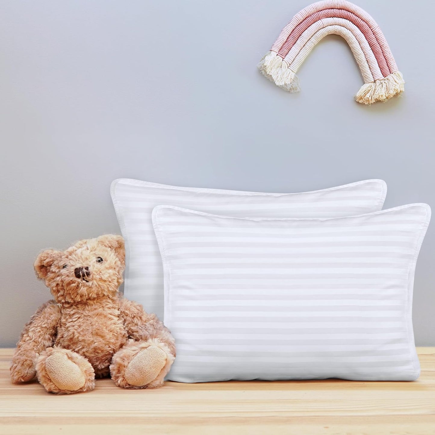 Utopia Bedding Toddler Pillow (White, 2 Pack), 13x18 Pillows for Sleeping, Soft and Breathable Cotton Blend Shell, Small Kids Pillow Perfect for Toddler Bed and Travel (Intended for Age 2 and up)