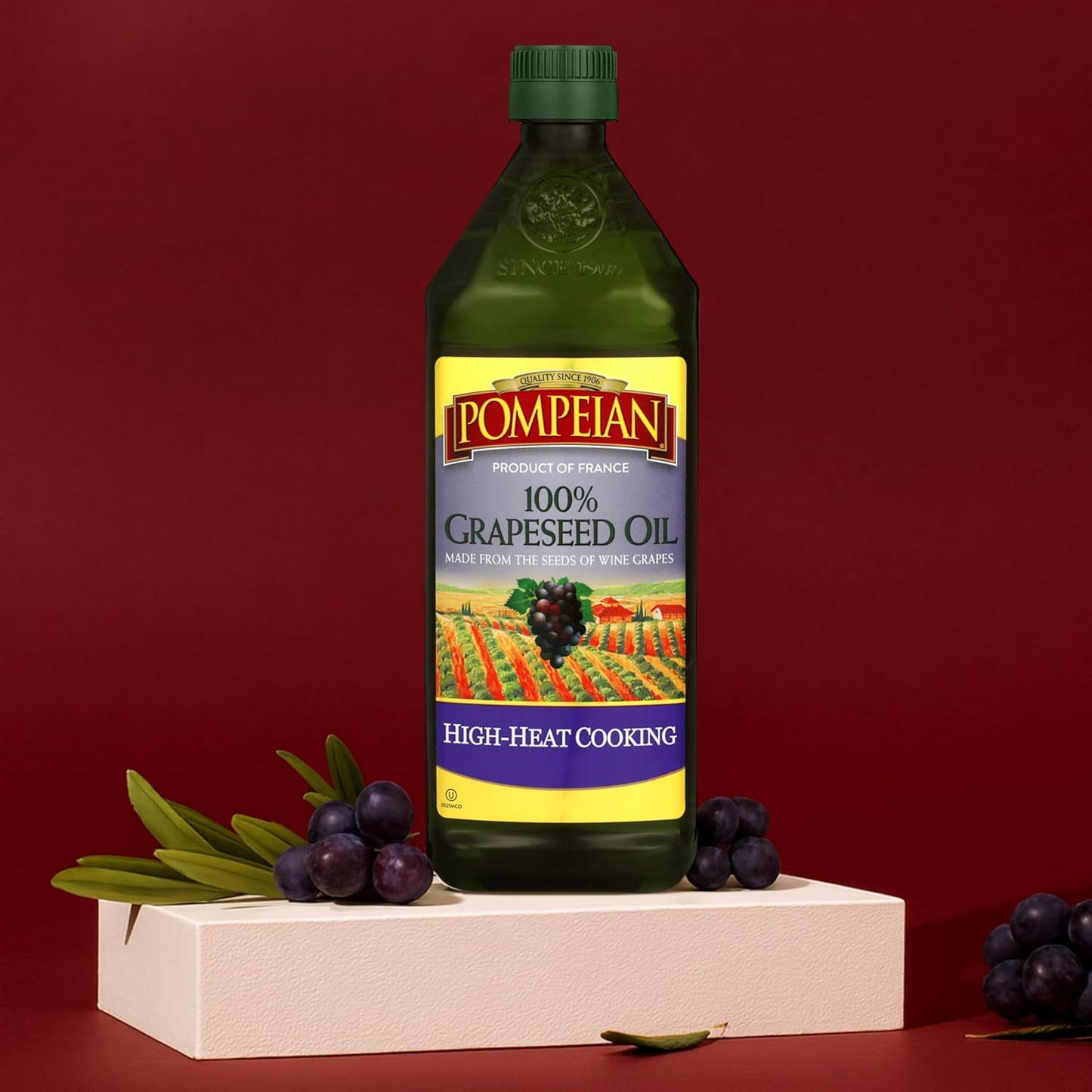 Pompeian 100% Grapeseed Oil, Light and Subtle Flavor, 68 Fl Oz