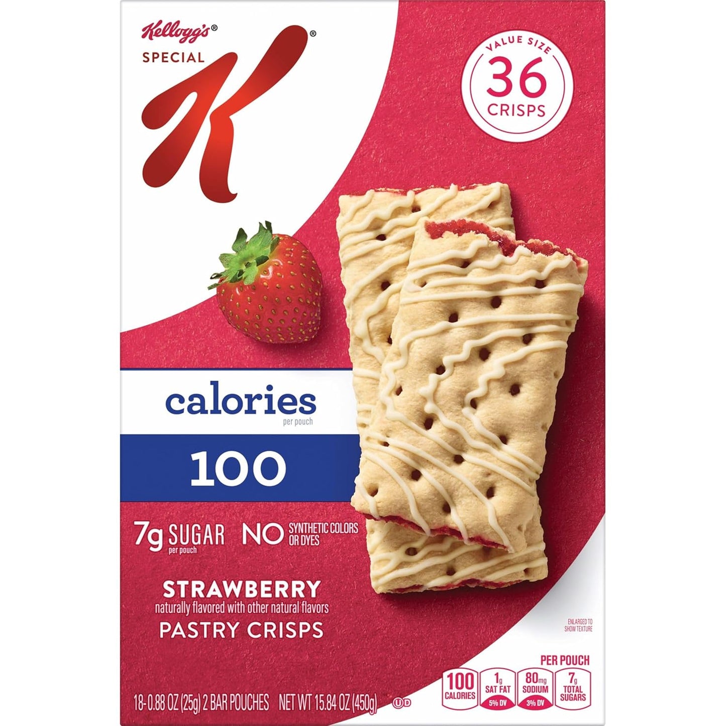 Special K Strawberry Pastry Crisps, 100 Calories, Value Size, 15.84oz Box (36 Crisps)