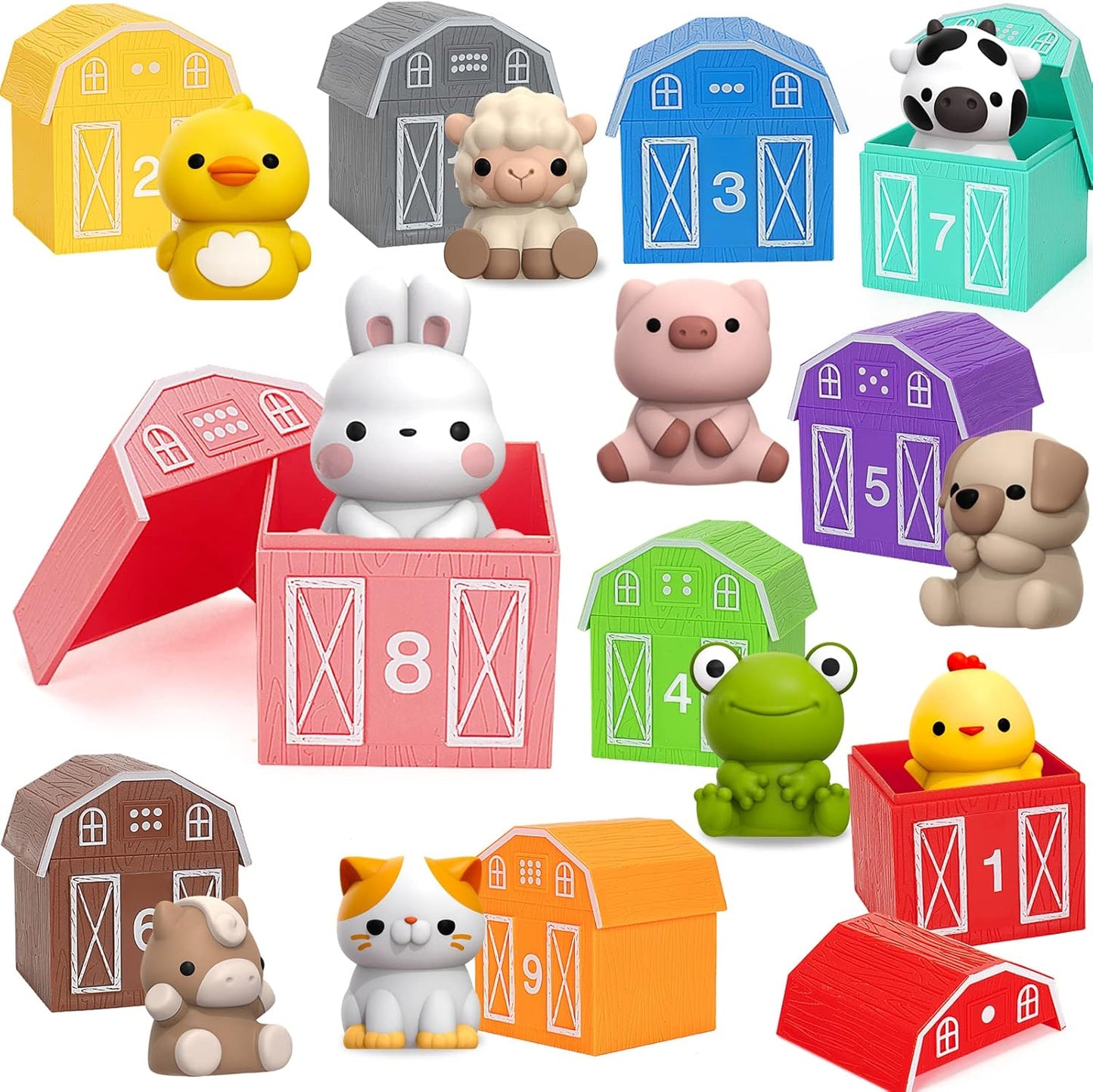Learning Toys for 1,2,3 Year Old Toddlers, 20Pcs Farm Animals Toys Montessori Counting, Matching & Sorting Fine Motor Games, Birthday Easter Gift for Baby Boys Girls Age 12-18 Months
