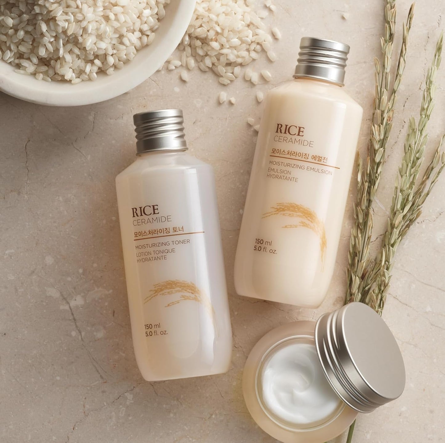 The Face Shop Rice Ceramide Cream, Hydrating Face Moisturizer, for Dry & Combination Skin, Lightweight, Fast-absorbing, 1.69 fl. oz.