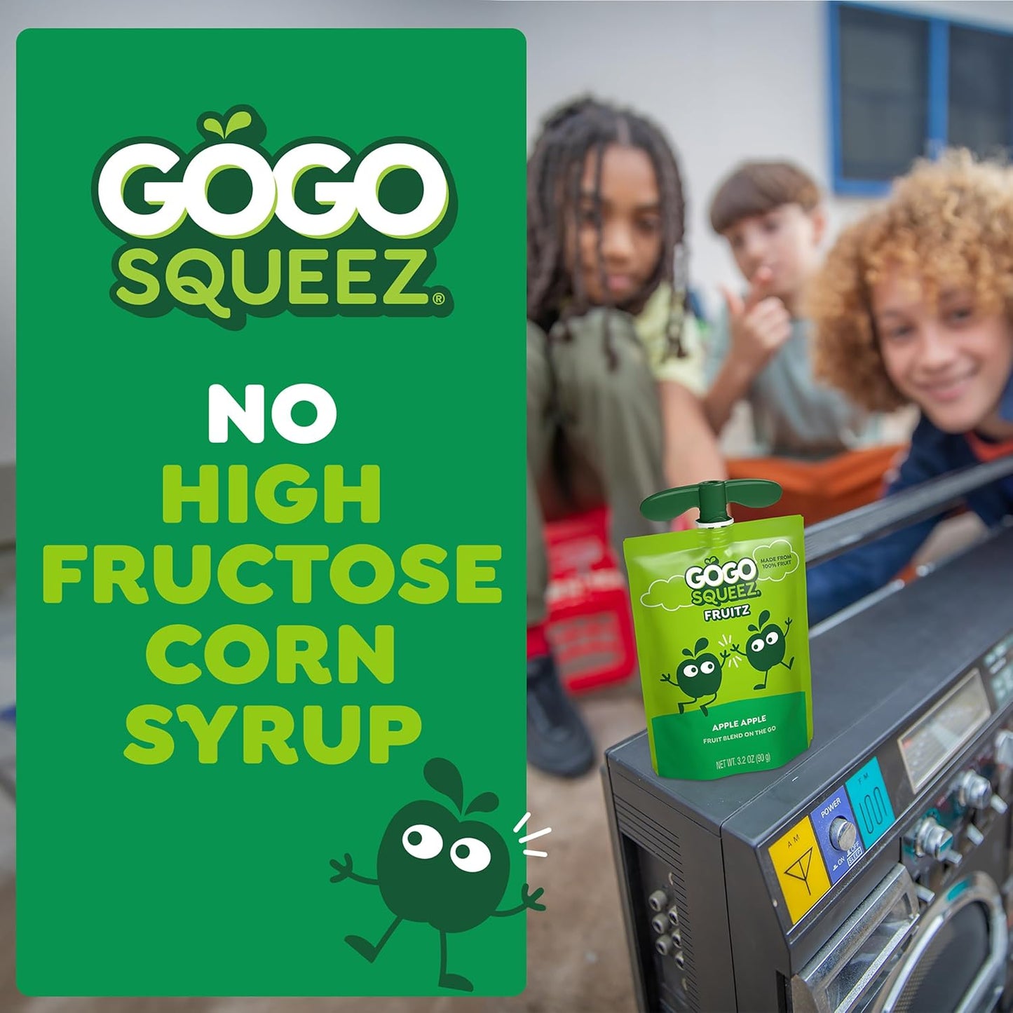 gogo squeeZ fruit on the go, apple apple, 3.2 oz, unsweetened, gluten free, nut free, recloseable, bpa free, pack of 20