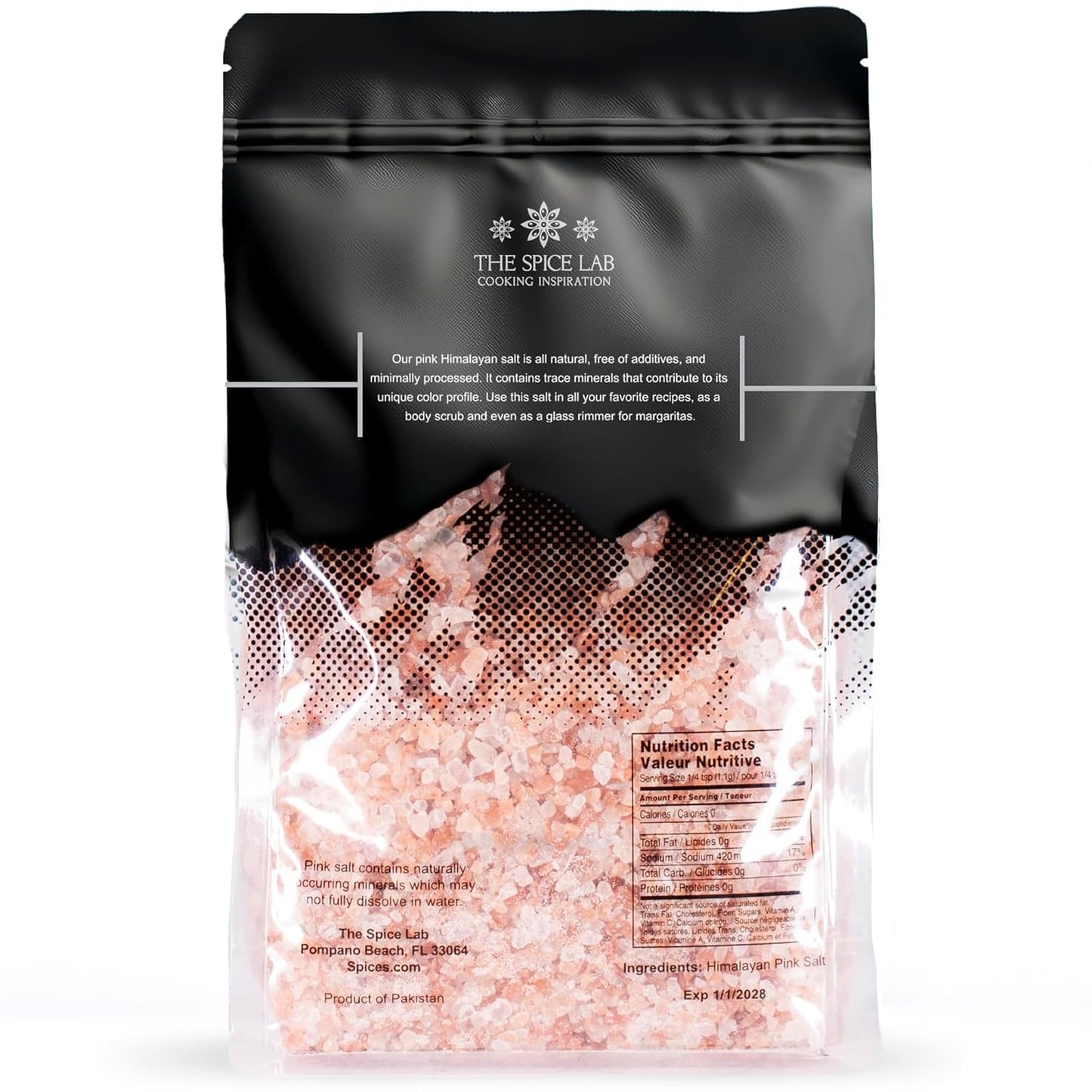 The Spice Lab Pink Himalayan Salt – Coarse Grain, 2.2 lb / 1 Kilo - Himalayan Pink Salt for Grinder Refill – Gourmet Pure Crystal – Kosher & Natural Certified